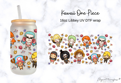Kawaii One Piece Wrap [UV DTF - 16oz Libbey Glass Can] | Ready to Apply | Physical Product