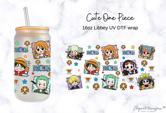 Cute Anime Pirates [UV DTF - 16oz Libbey Glass Can] | Ready to Apply | Physical Product | Transfer