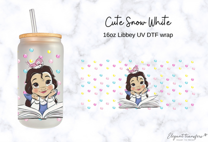 Cute Belle Cup Wrap [UV DTF - 16oz Libbey Glass Can] | Ready to Apply | Physical Product | Transfer
