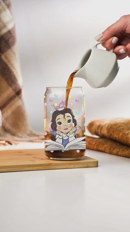 Cute Belle Cup Wrap [UV DTF - 16oz Libbey Glass Can] | Ready to Apply | Physical Product | Transfer