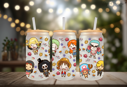 Kawaii One Piece Wrap [UV DTF - 16oz Libbey Glass Can] | Ready to Apply | Physical Product