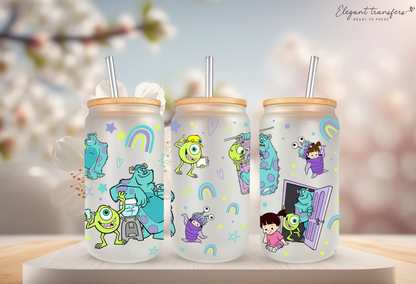 Monster Inc. #2 Cup Wrap [UV DTF - 16oz Libbey Glass Can] | Ready to Apply | Physical Product
