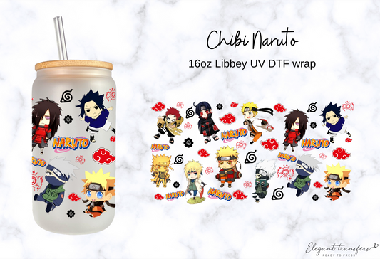 Chibi Nine Tails Fox Boy Anime Cup Wrap [UV DTF - 16oz Libbey Glass Can] | Ready to Apply | Physical Product | Transfer